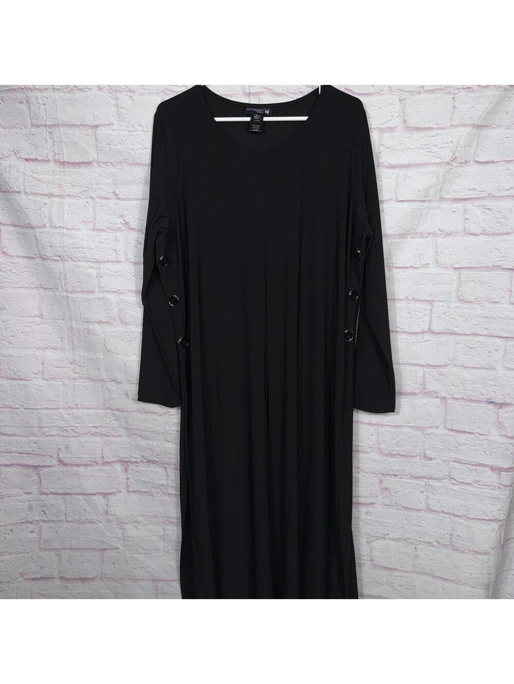 Antthony Original XL Black Long Sleeve Dress with Button Detail